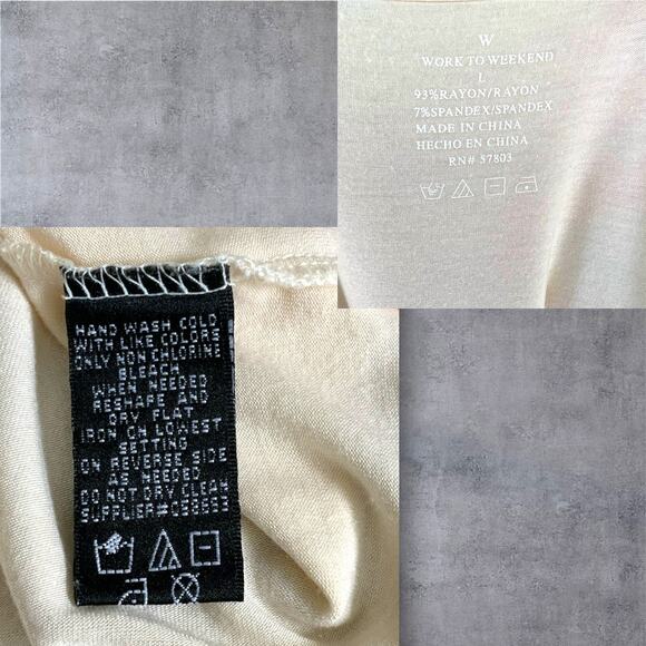 Tank Top Large Cream with Sequin Embellished V Neckline Work To Weekend Shirt - Picture 9 of 9